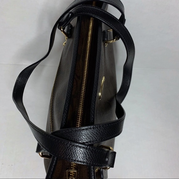 COACH Brown and Black Leather Shoulder Bag Purse - Picture 9 of 10